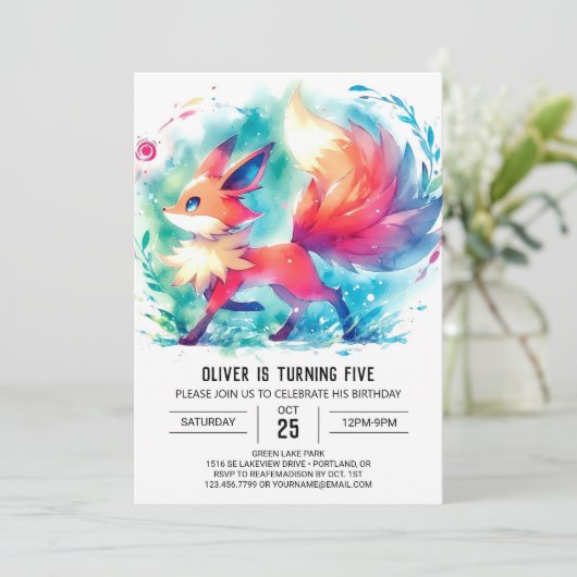 Invitation d'anniversaire Bohemian Fox (Debout devant)