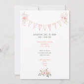 Invitation d'anniversaire Boho aquarelle pêche et (Dos)