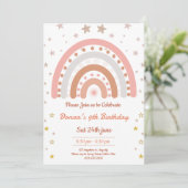 Invitation d'anniversaire Boho Arc-en-ciel (Debout devant)