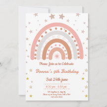 Invitation d'anniversaire Boho Arc-en-ciel