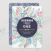 Invitation d'anniversaire Boho Brave Feather (Devant / Derrière)