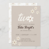 Invitation d'anniversaire Boho Fleur de Daisy Natu (Devant / Derrière)