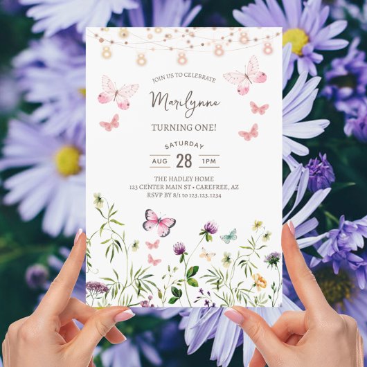 Invitation d'anniversaire Boho Wildflower 1ère ann