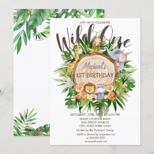 Invitation d'anniversaire Bois Animaux Sauvages Pa