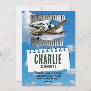 Invitation d'anniversaire Bombardiro Crocodilo