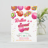 Invitation d'anniversaire bonbons Sweet One Party (Debout devant)