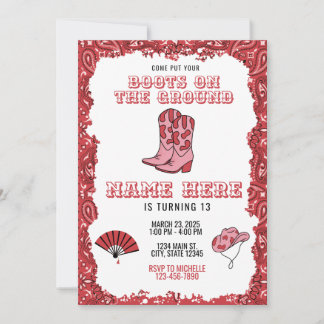 Invitation d'anniversaire Boots on the Ground | Ro