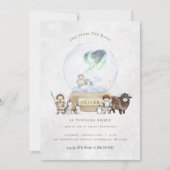 Invitation d'anniversaire boule à neige Aventure A (Devant)