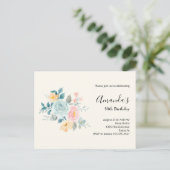 Invitation d'anniversaire Bouquet de fleurs rose e (Debout devant)