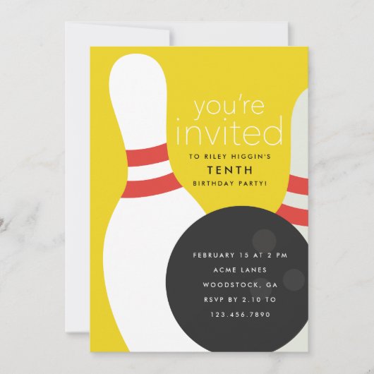 Invitation d'anniversaire Bowling (Devant)