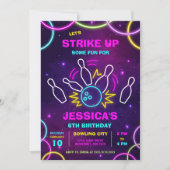 Invitation d'anniversaire Bowling Fête Neon Glow (Devant)