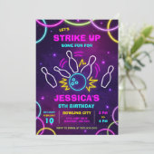 Invitation d'anniversaire Bowling Fête Neon Glow (Debout devant)