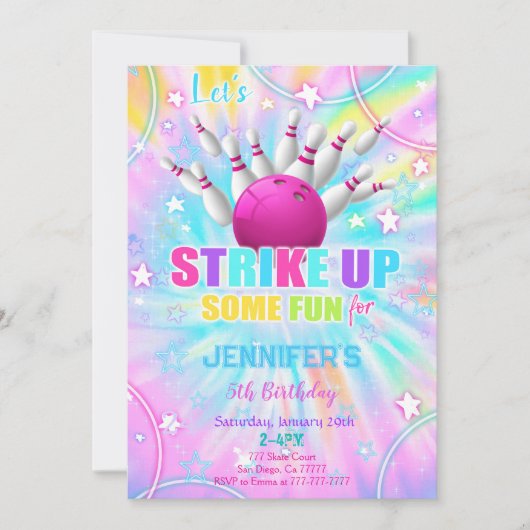 Invitation d'anniversaire Bowling modifiable (Devant)