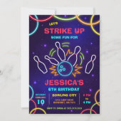 Invitation d'anniversaire Bowling Neon Glow Party (Devant)