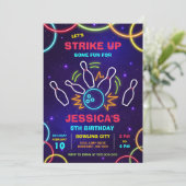 Invitation d'anniversaire Bowling Neon Glow Party (Debout devant)