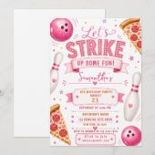 Invitation d'anniversaire Bowling Pizza (Devant / Derrière)