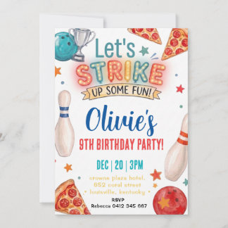 Invitation d'anniversaire Bowling Pizza