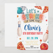 Invitation d'anniversaire Bowling Pizza (Devant / Derrière)