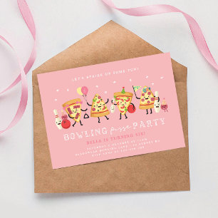 Invitation d'anniversaire Bowling Pizza Filles Str