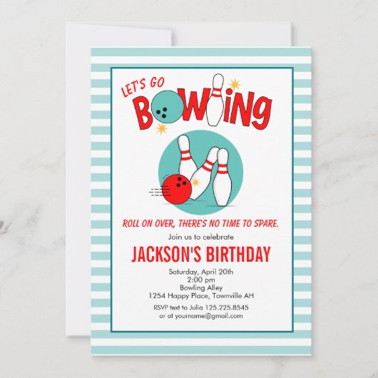Invitation d'anniversaire Bowling Quilles roulant (Devant)