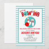 Invitation d'anniversaire Bowling Quilles roulant (Devant / Derrière)