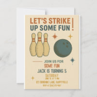 Invitation d'anniversaire Bowling Rétro pour Garço