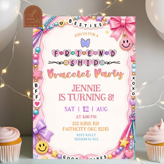 Invitation d'anniversaire Bracelet d'amitié
