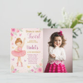 Invitation d'anniversaire branchée Ballerina avec  (Debout devant)