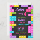 Invitation d'anniversaire Briques Noires (Devant)