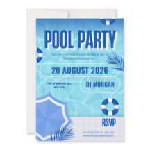 Invitation d'anniversaire BRUH Blue Pool Party | É