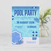 Invitation d'anniversaire BRUH Blue Pool Party | É (Debout devant)