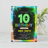 Invitation d'anniversaire Bruh neon 10 (Debout devant)