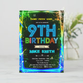 Invitation d'anniversaire Bruh neon 9 (Debout devant)