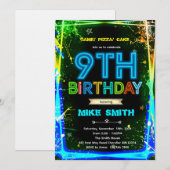 Invitation d'anniversaire Bruh neon 9 (Devant / Derrière)