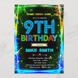 Invitation d'anniversaire Bruh neon 9