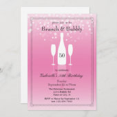 Invitation d'anniversaire Brunch et Bubbly (Devant / Derrière)