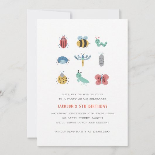 Invitation d'anniversaire Bug pour les enfants ama (Devant)