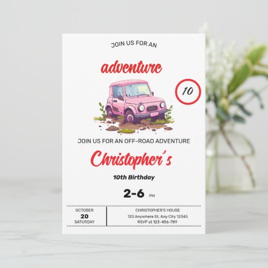 Invitation d'anniversaire Buggy Adventure (Debout devant)