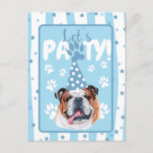 Invitation d'anniversaire bulldog illustration ble (Devant)