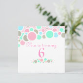 Invitation d'anniversaire Bulles Rose & Bleu (Debout devant)