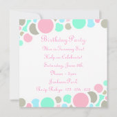 Invitation d'anniversaire Bulles Rose & Bleu (Dos)