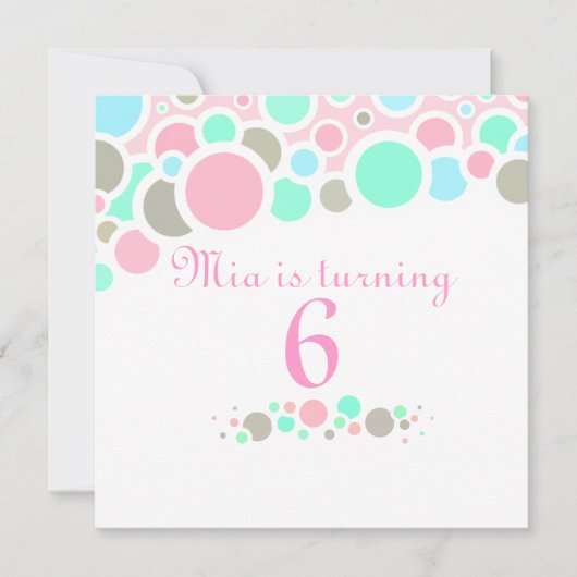 Invitation d'anniversaire Bulles Rose & Bleu (Devant)