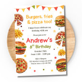 Invitation d'anniversaire Burger & Pizza pour les 