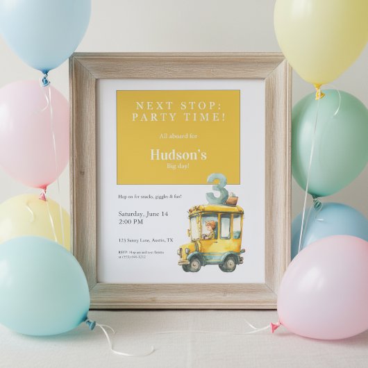 Invitation d'anniversaire Bus • Fête d'enfants