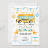 Invitation d'anniversaire Bus Scolaire / Les Roues (Devant)