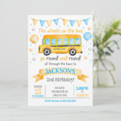 Invitation d'anniversaire Bus Scolaire / Les Roues (Debout devant)