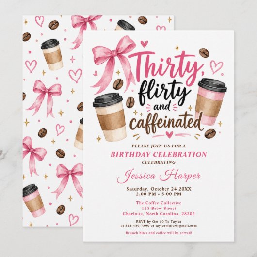 Invitation d'anniversaire Café (Devant / Derrière)