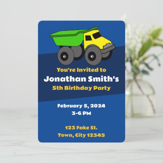 Invitation d'anniversaire - Camion (Debout devant)