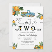 Invitation d'anniversaire Camion Bleu Orange (Devant)