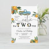 Invitation d'anniversaire Camion Bleu Orange (Debout devant)